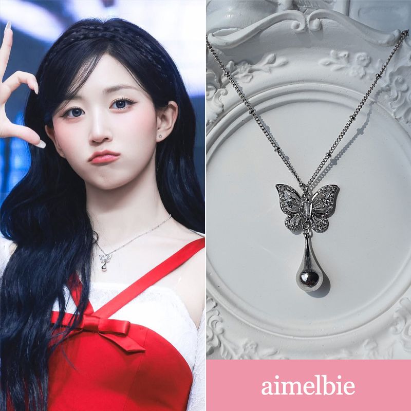 aimelbie（アイメルビー）の「[NMIXX Haewon Necklace] メタリックドュウドロップバタフライネックレス（アクセサリー）」