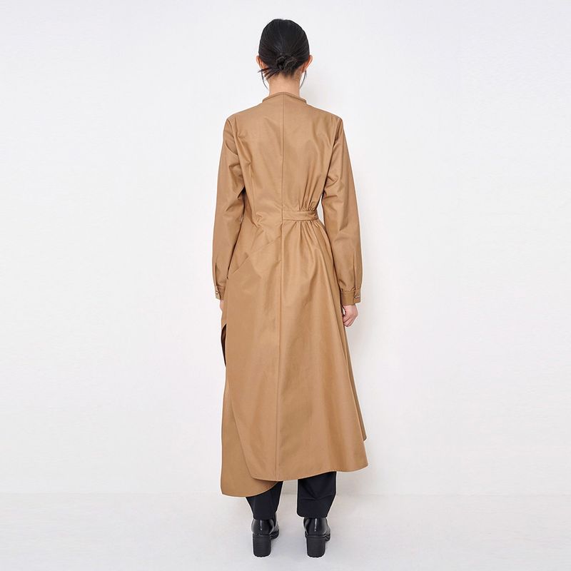 Asymmetry Draped Waterproof Coat _ Beige