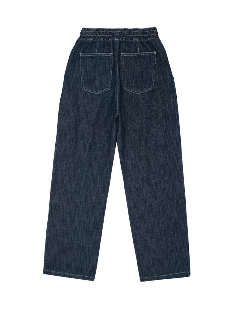W1015 ONE TUCK LINEN BANDING PANTS_DEEP BLUE