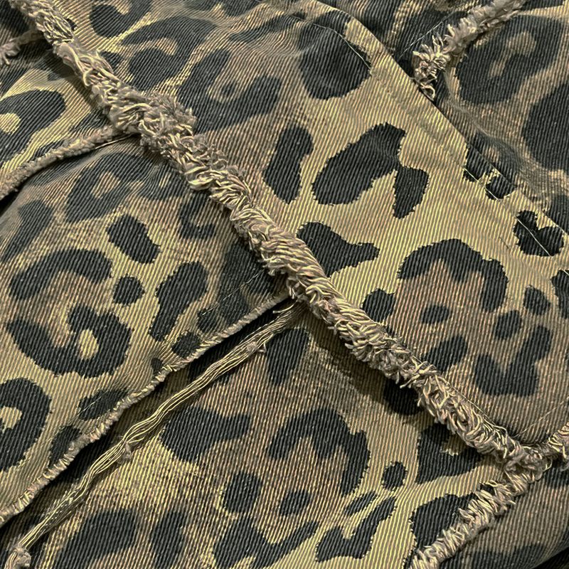 leopard grunge wide pants_beige