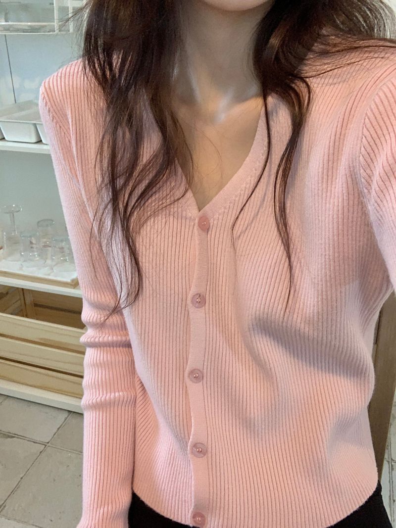 Milk Soft V neck Ribbed Cardigan