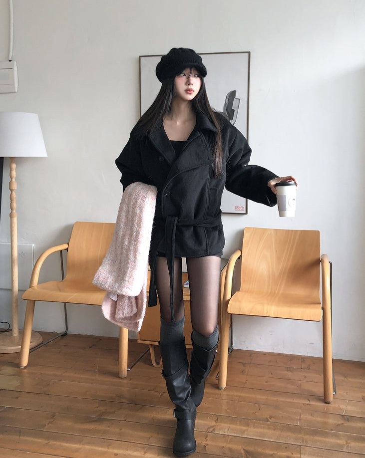 Forbe Belted High Neck Half Coat