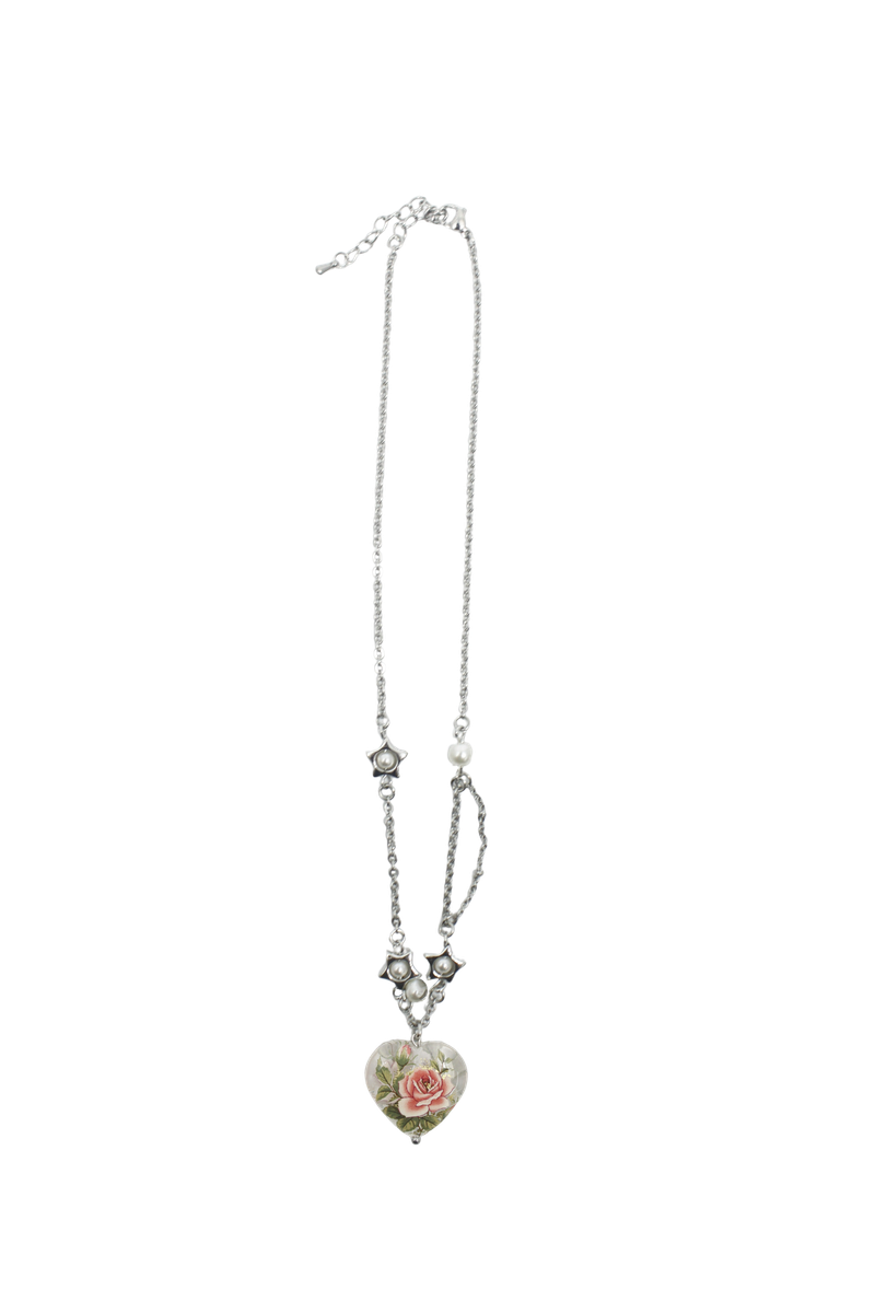 Flower love star necklace (Clear/Blue)