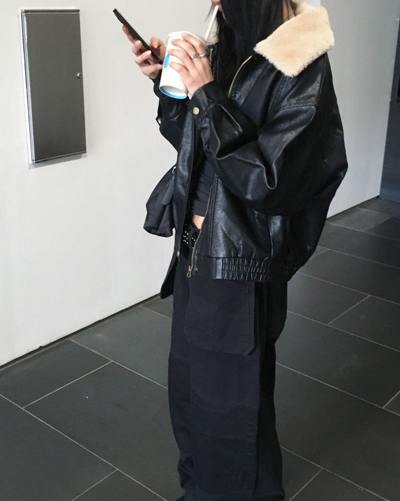 Vintage fur leather jacket