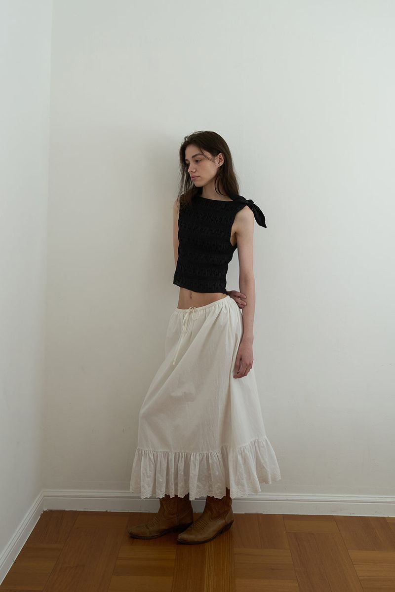 Smoke shirring blouse_black