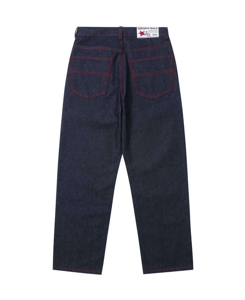 RED STITCH DENIM PANTS (DEEP BLUE)