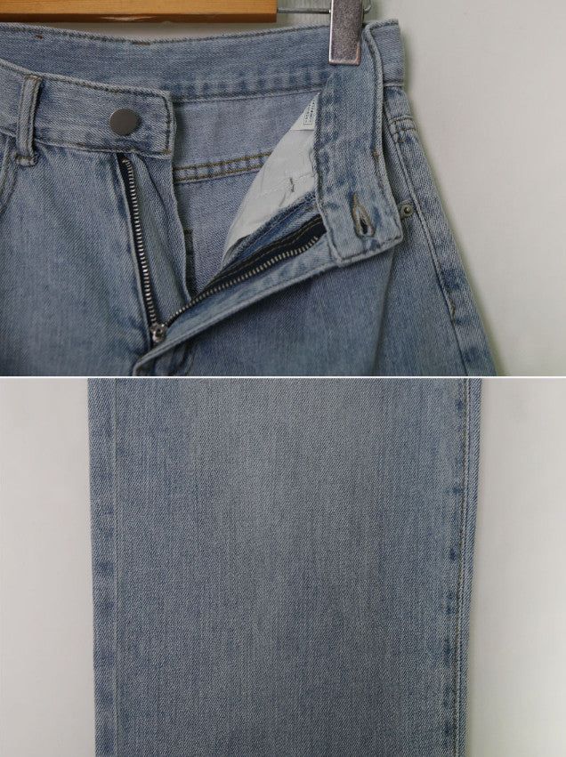 Cool Straight Denim Wide Pants (2color)