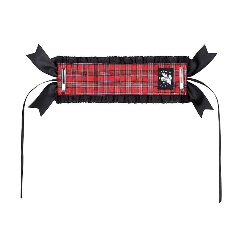 Tartan Lace Headdress - Red