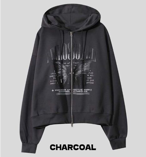Winnie crop two way hoodie zip-up