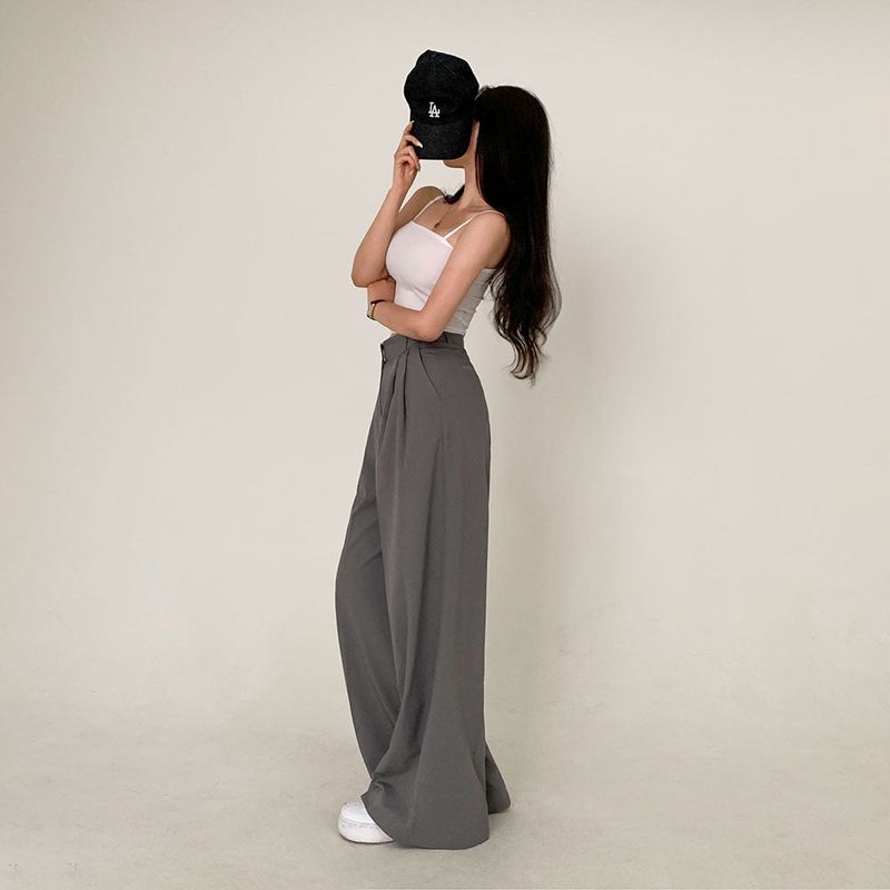 [Bellide made / Short, Long] Summer version two-pintuck wide slacks
