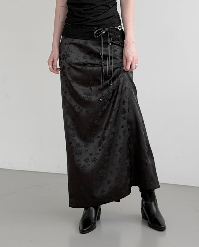 Rose Jacquard Satin Long Skirt