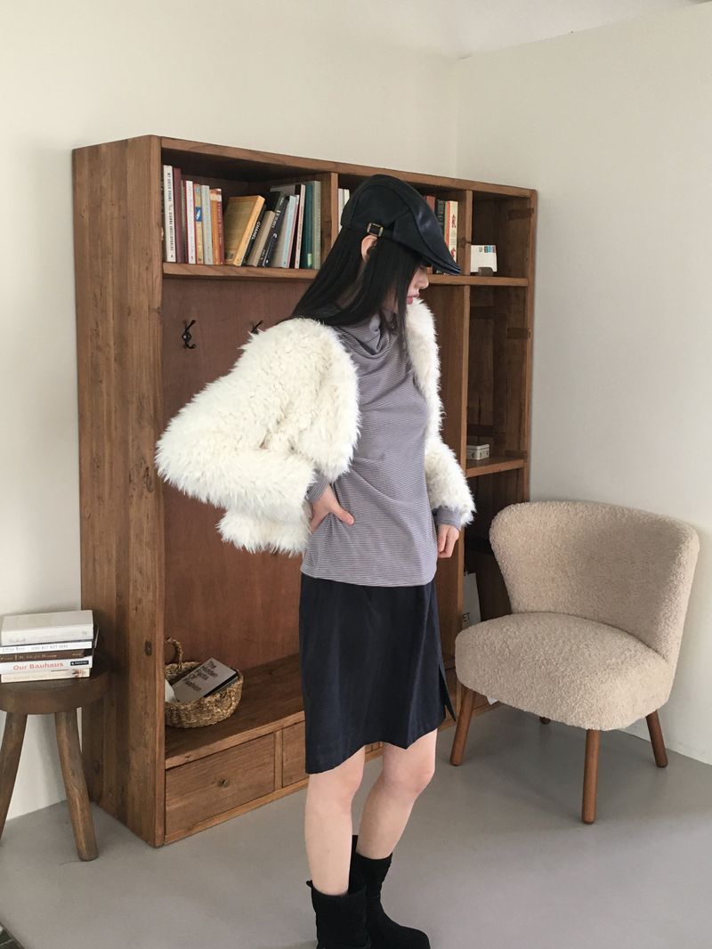 Lens quilted eco fur jacket