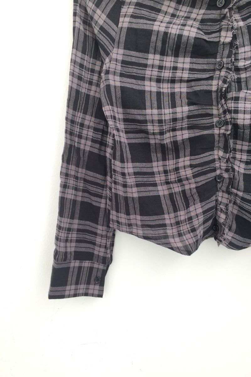 ruffle frill checkered short shirt