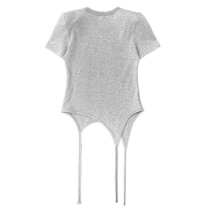 ショルダーパデットワッフルTシャツ _ グレー
