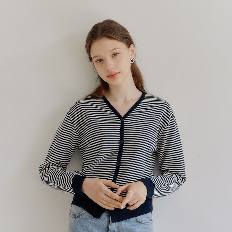 スモールストライプカーディガン / SMALL STRIPE CARDIGAN_NAVY