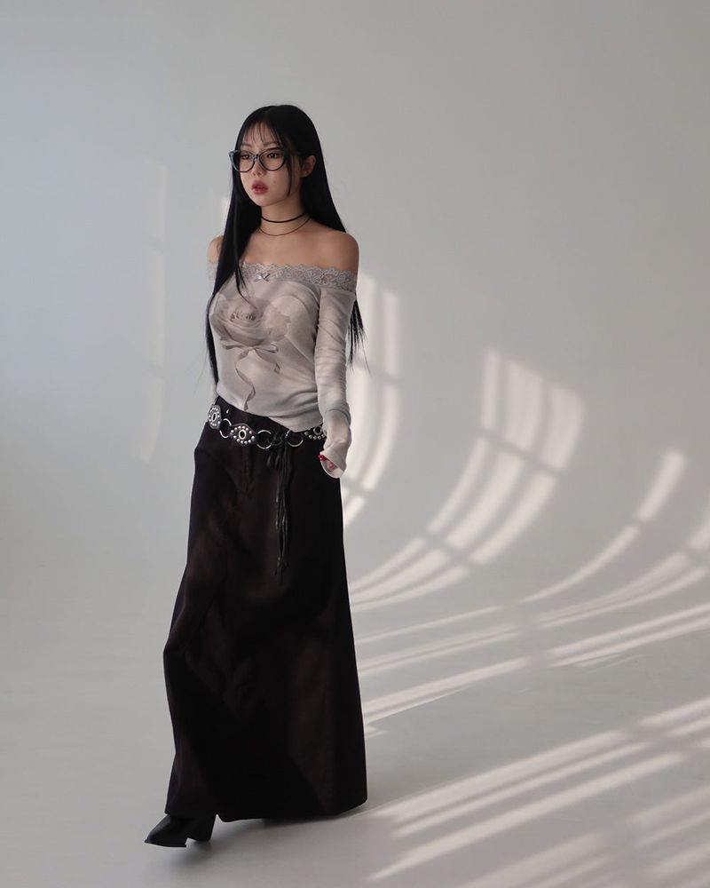 4 color cotton maxi long skirt