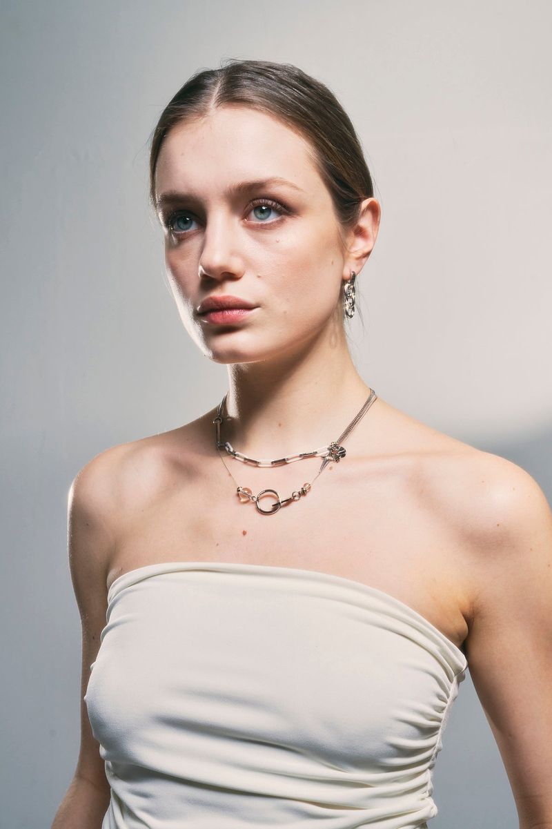 NO.315 [SILVER] GEOMETRY HOOK NECKLACE