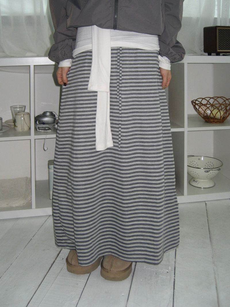 Bunny Stripe Banding Long Skirt (2c)