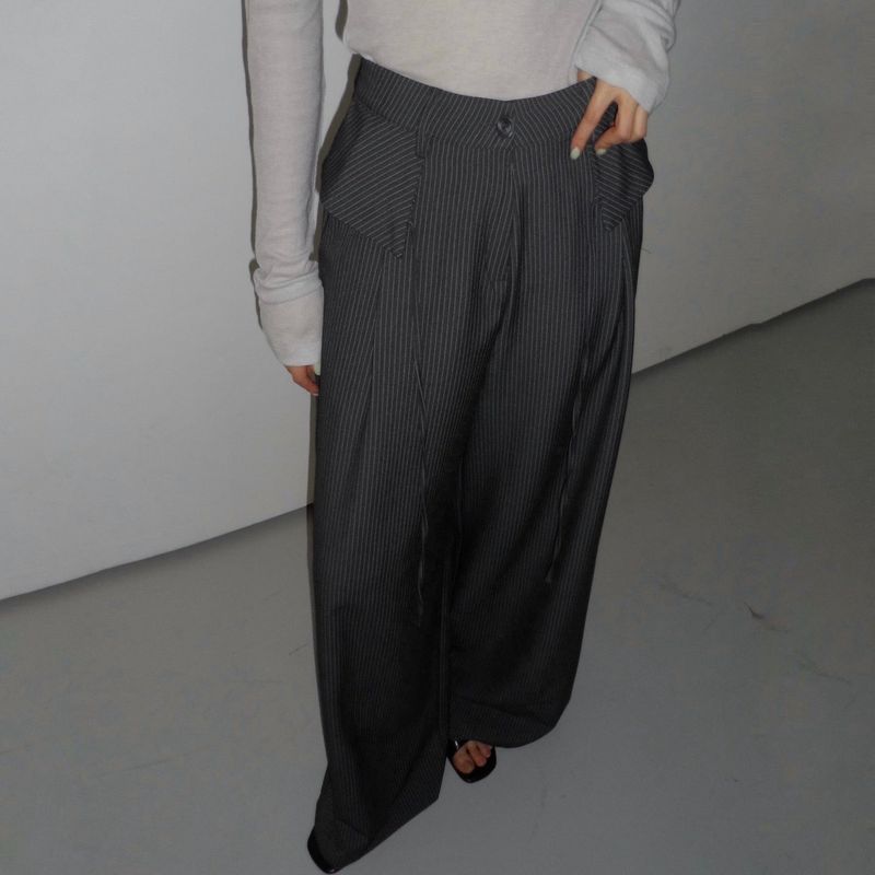 Flap Stripe Slacks - 2colors