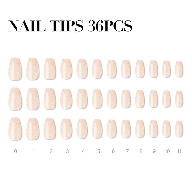 MUZMAK Reusable Nail Tip Peach Glitter(Coffin)