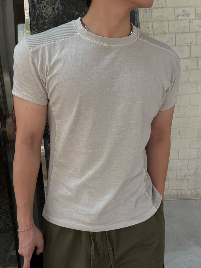 Shoulder panel pigment short sleeve