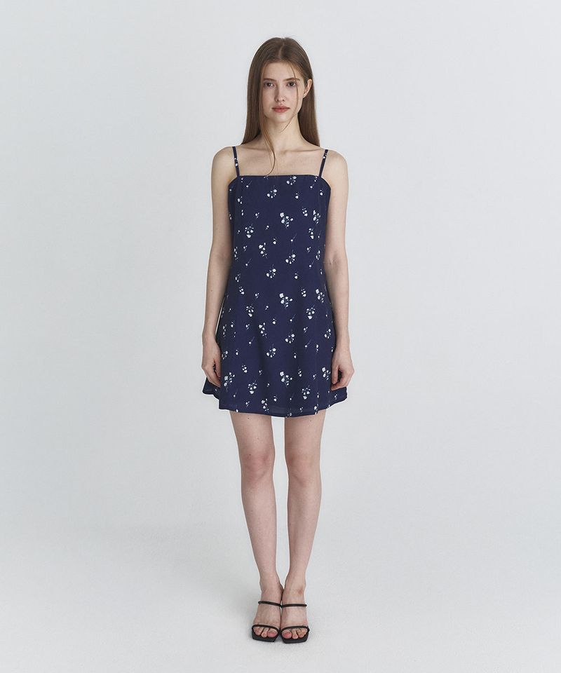 Floral flare dress (Navy)