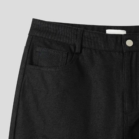 Canto Coated Black Denim Wide Pants