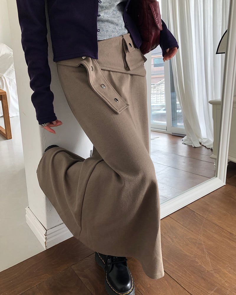 Robik Pocket-Belt Banded Long Skirt
