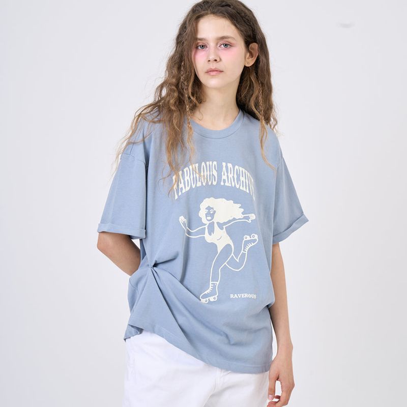 RAVEROUS（レイバロス）の「Snap Loose Fit T-Shirts Sky Blue（Tops）」