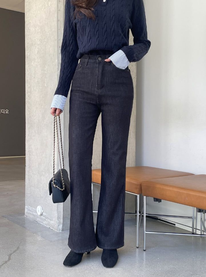 Corgette Brushed Span Bootcut Denim Pants