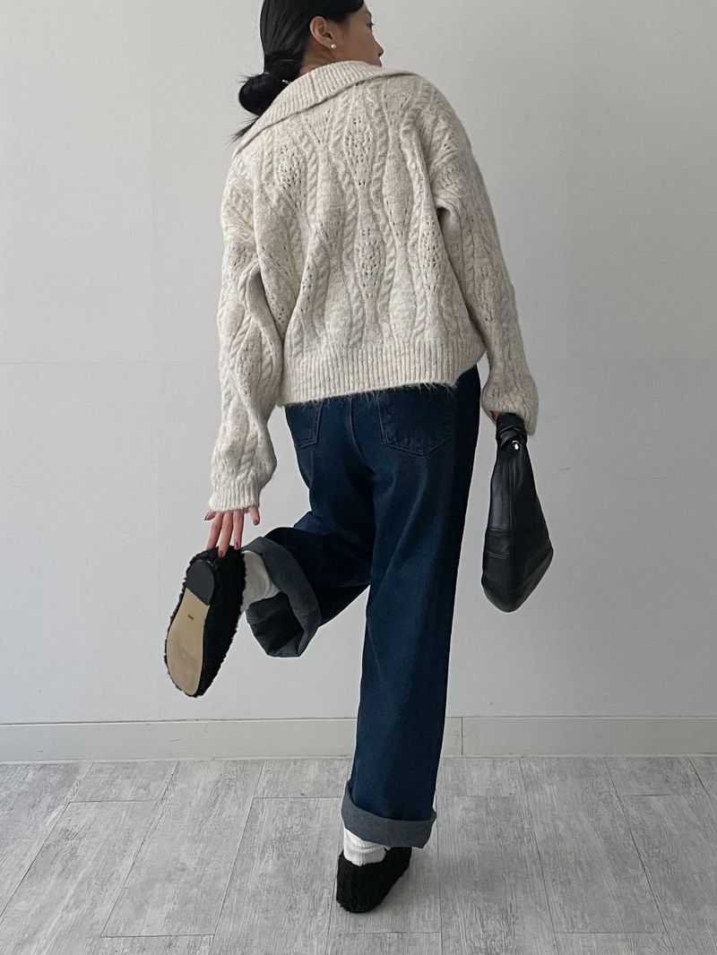 [Brushed Lining] 575 wide denim pants
