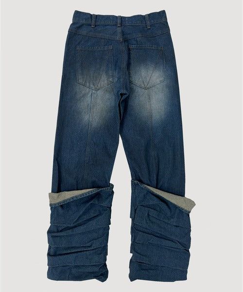 OVERLAP TUCK DENIM PANTS