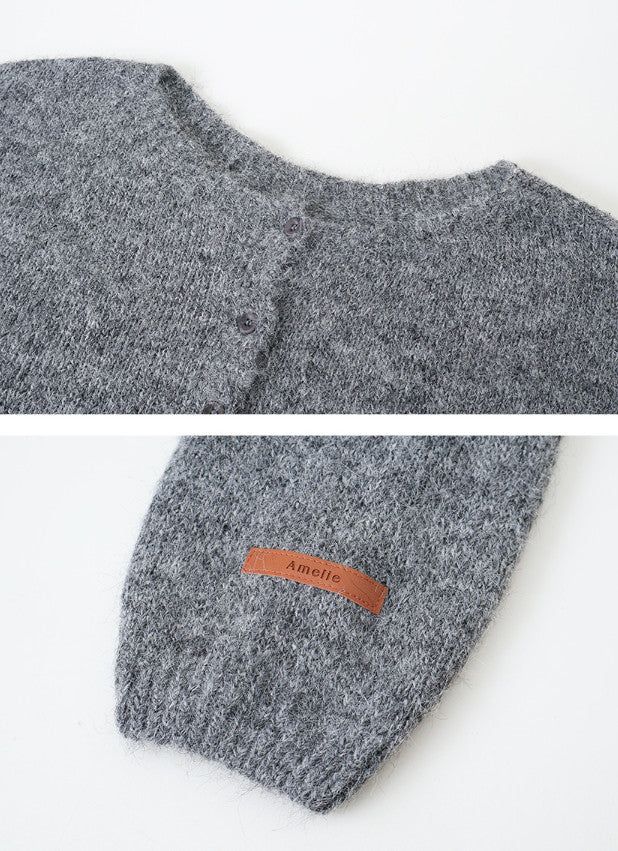 Amelie Leather Patch Henry Neck Knit (5color)