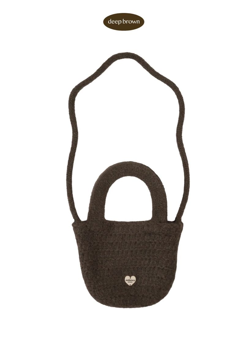 HEART MINI KNITTING BAG (Deep Brown)