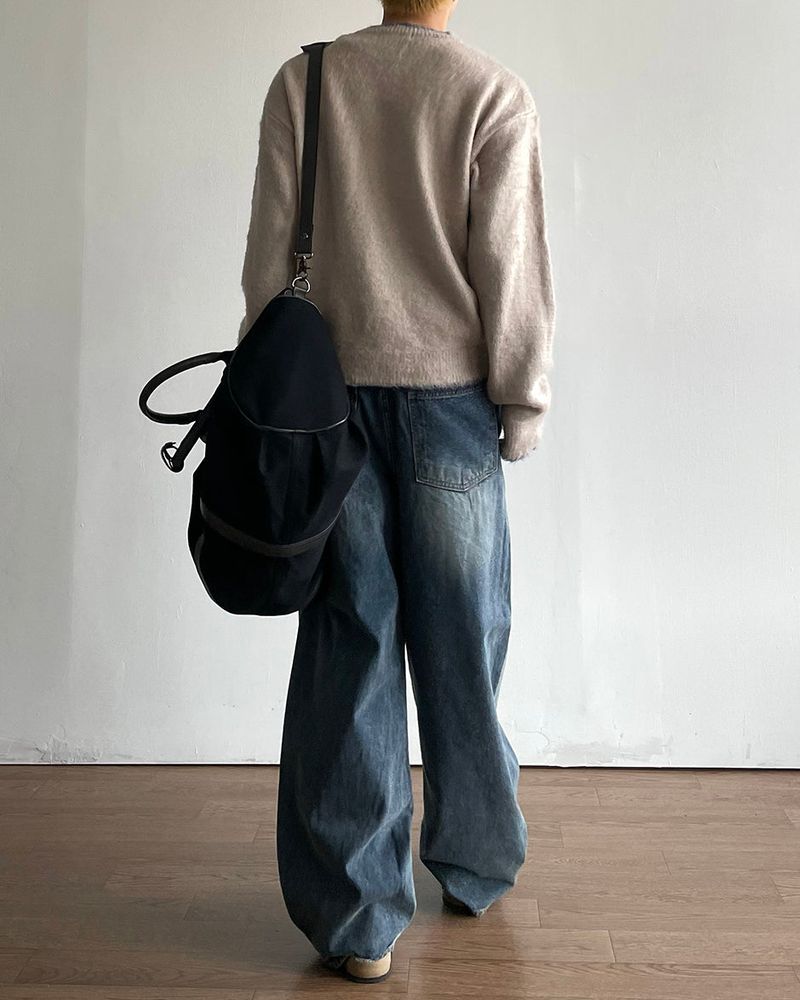 Moss Hairy Contrast Knit