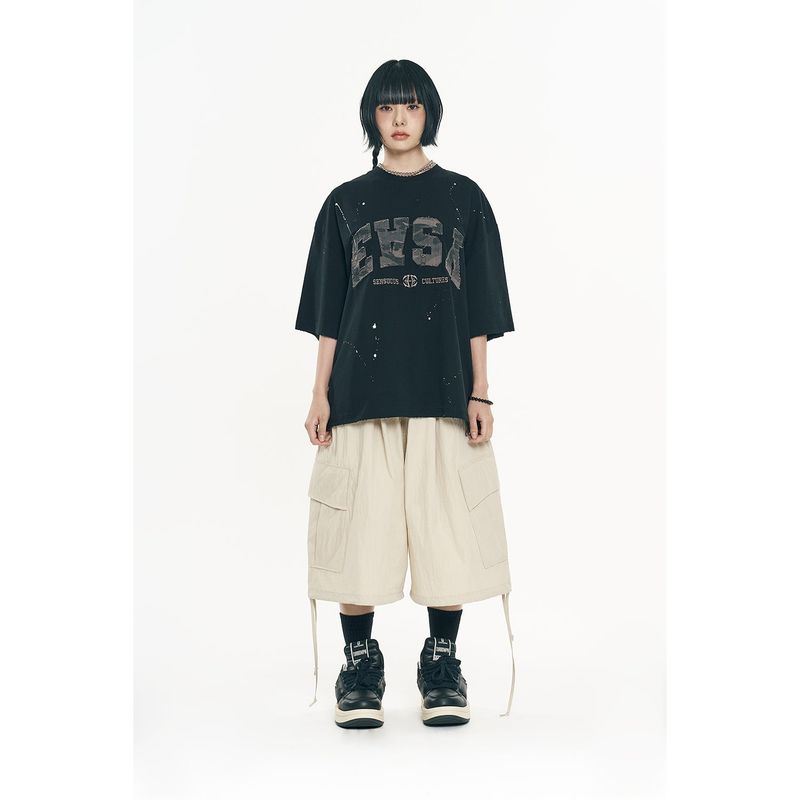 Balloon Bermuda Nylon Pants - Beige
