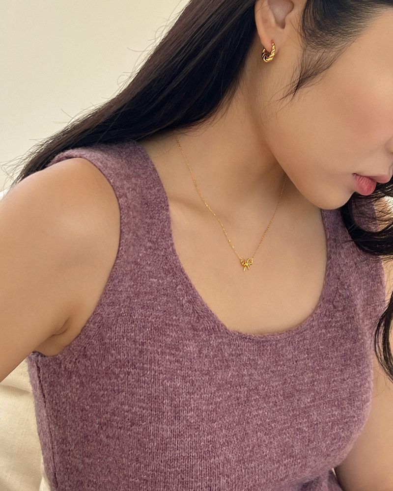 Fondu ribbon necklace (silver)