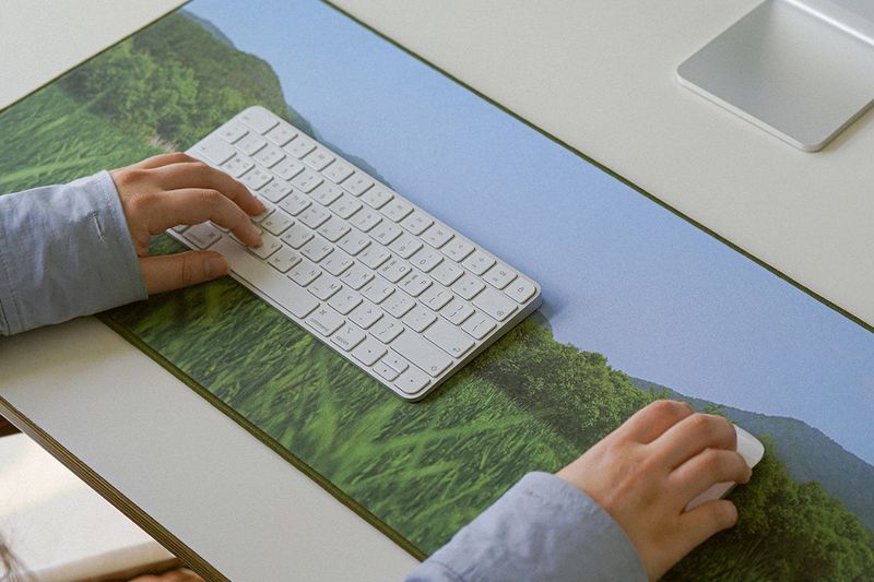 green grass desk mat