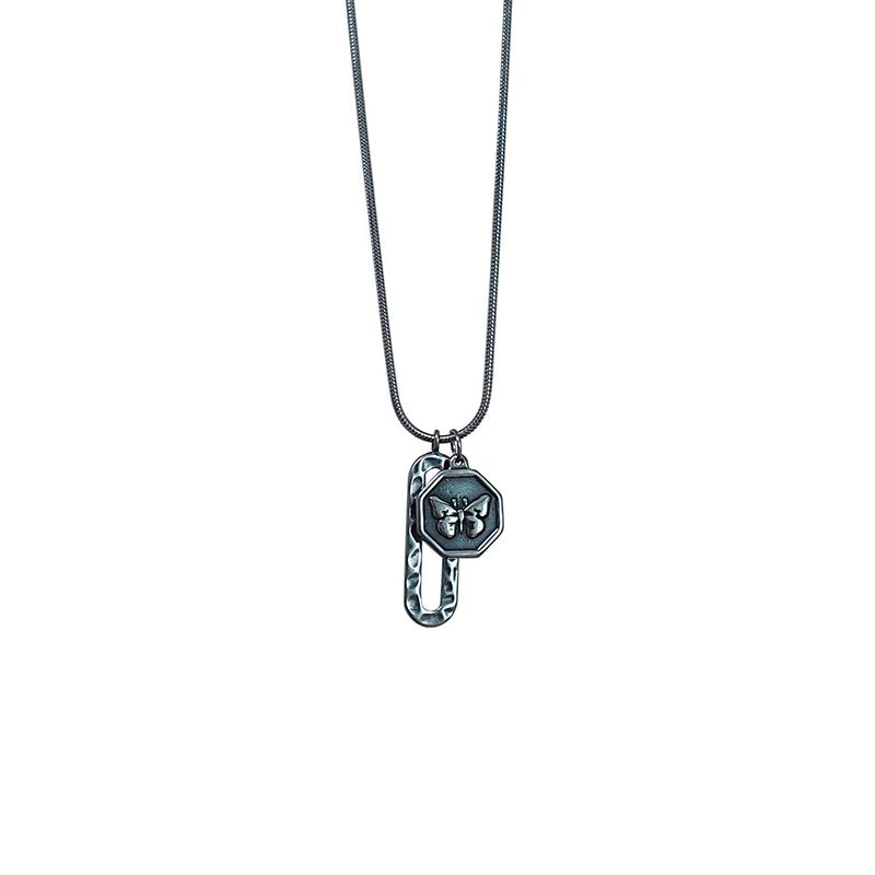 speckled butterfly medallion necklace