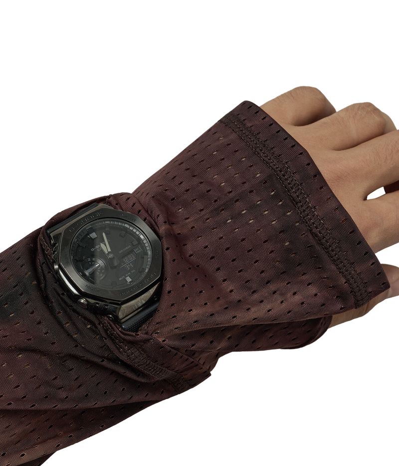 Air Vent Tie-Dye Racing Finger Watch-Hole Hood Sleeve (Brown)