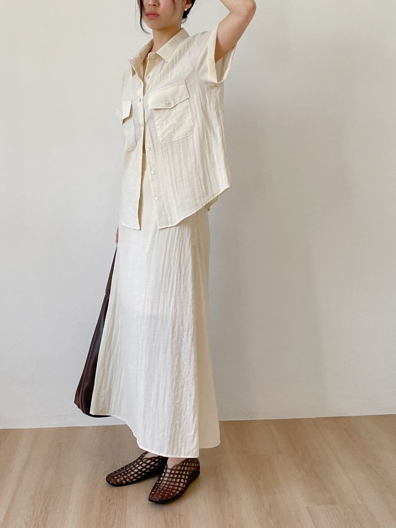 Even Nylon High-Waisted Long Skirt