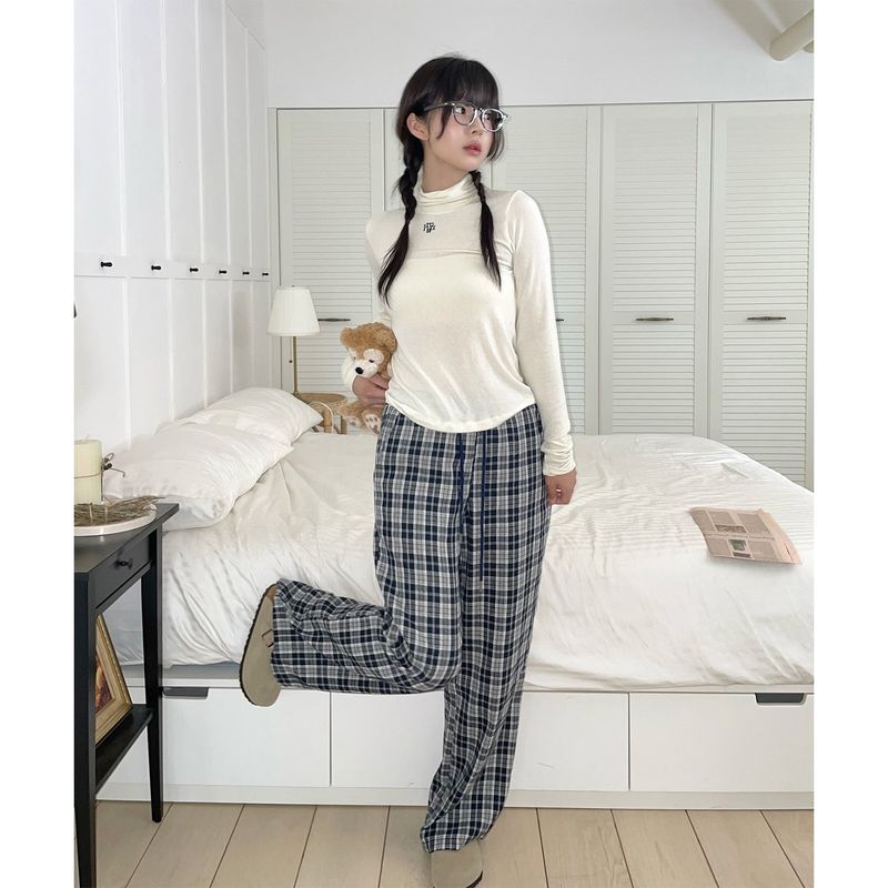 WIDE CHECK BANDING PANTS
