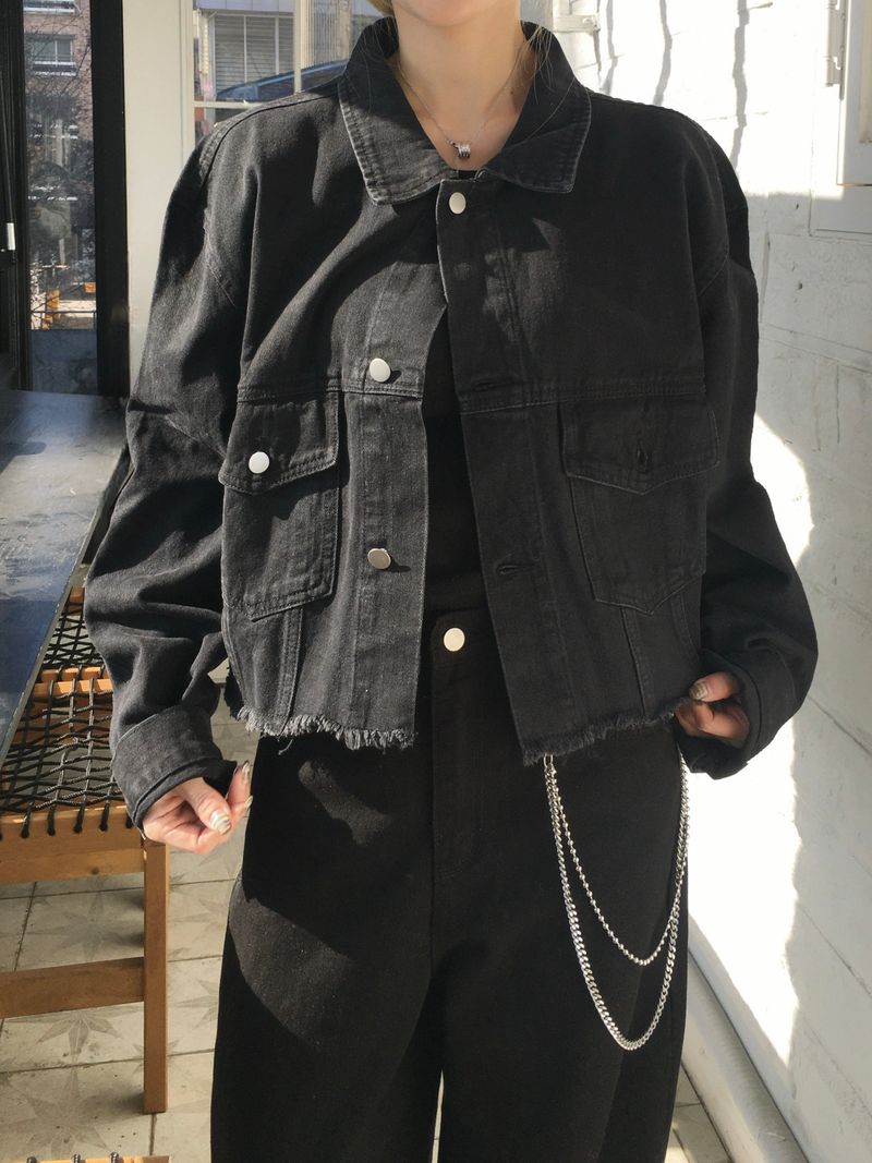 Washed Deckie Crop Denim Jacket (1c)
