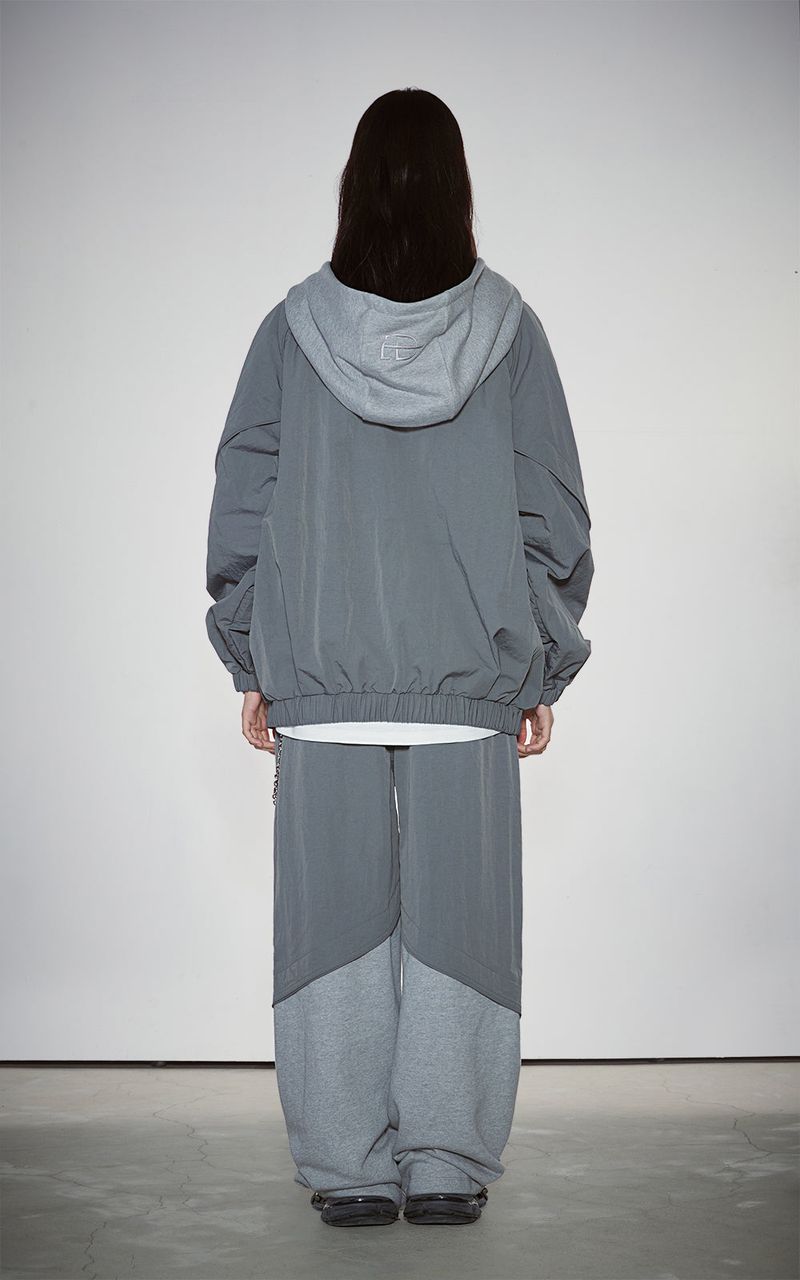 PIPPING MIX ANORAK HOODIE_GRAY