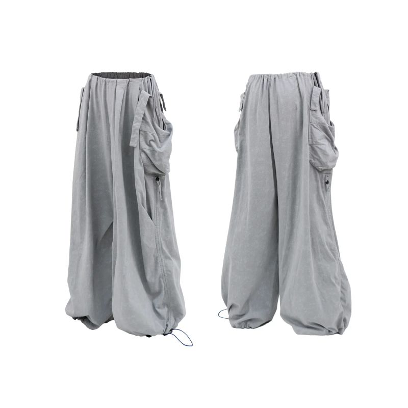 RELABEL('LABEL) tie-dye pants with pleated leg openings, adjustable, loose and draping, street casual sweatpants