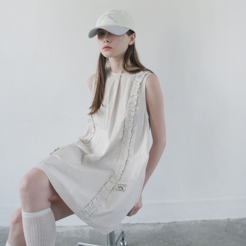 Cream Ruffle Mini Dress