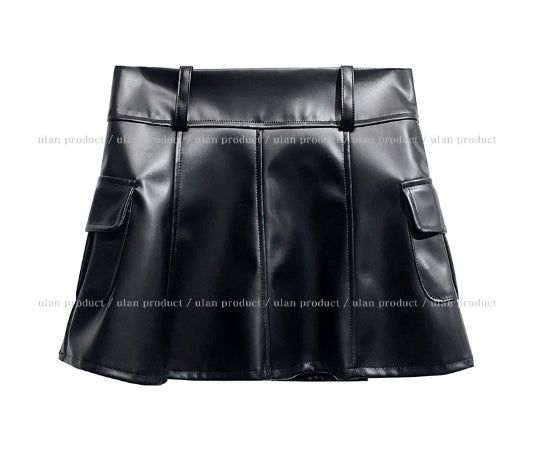Hayes Leather Pocket Flare Skirt