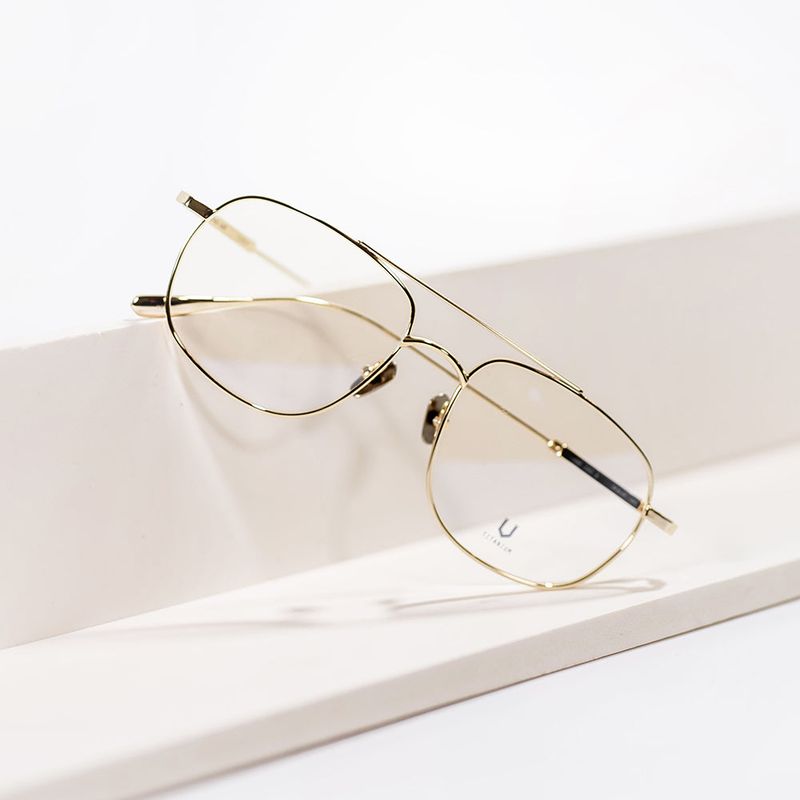 Knouun Square titanium glasses CODE. 102. G Yellow Glod