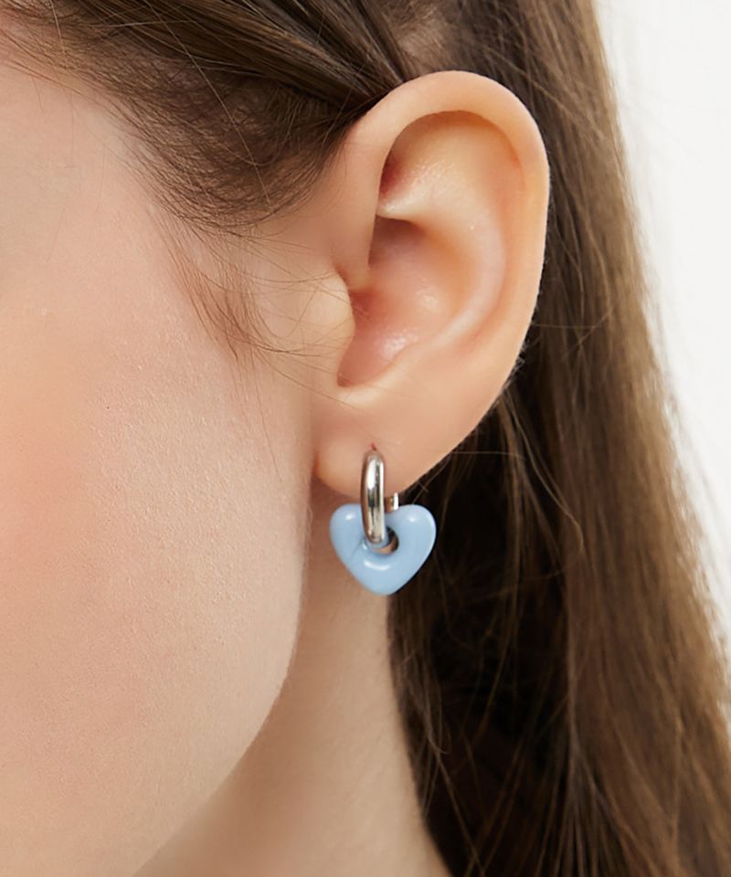 Heart Beads Hoop Ring Surgical Earrings
