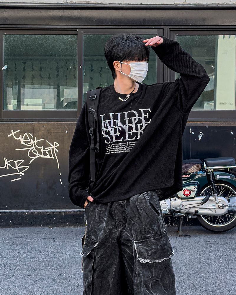 Hide Chic Oversized Knit Long Sleeve T-Shirt